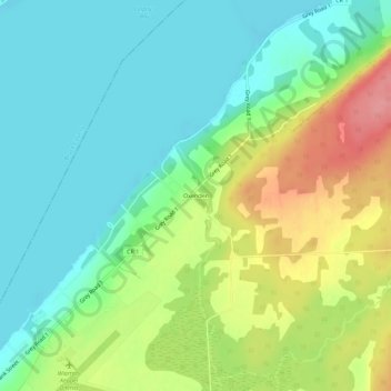 Oxenden topographic map, elevation, terrain
