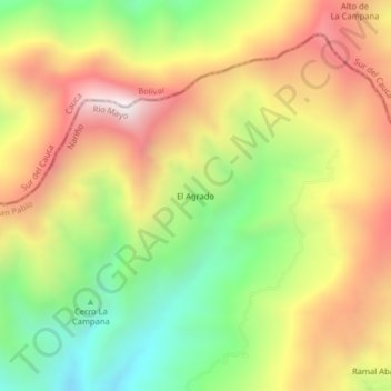 El Agrado topographic map, elevation, terrain