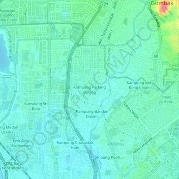 Kampung Padang Balang topographic map, elevation, terrain