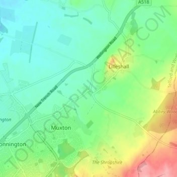 Honnington Grange topographic map, elevation, terrain