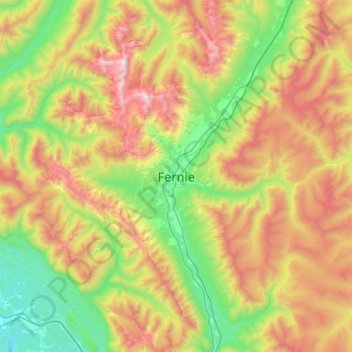 Fernie topographic map, elevation, terrain