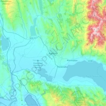 Agrinio topographic map, elevation, terrain