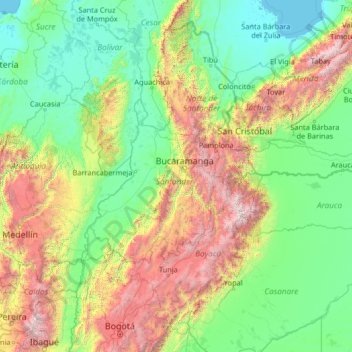 Santander topographic map, elevation, terrain