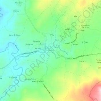 Rodeiro topographic map, elevation, terrain