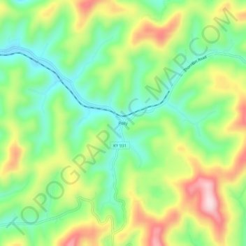 Polly topographic map, elevation, terrain