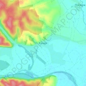 Kozari topographic map, elevation, terrain