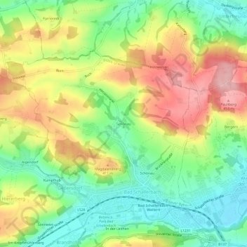 Schönau topographic map, elevation, terrain