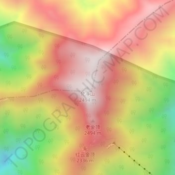 Fanjing Mountain topographic map, elevation, terrain