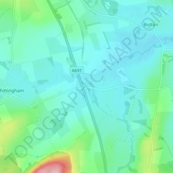 Whittingham Station topographic map, elevation, terrain