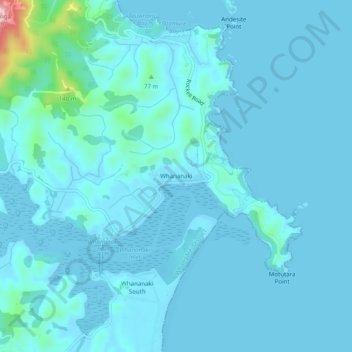 Whananaki topographic map, elevation, terrain