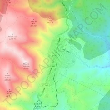 Virginia City topographic map, elevation, terrain