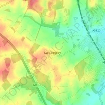 Steppingley topographic map, elevation, terrain