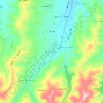 Voukolies topographic map, elevation, terrain