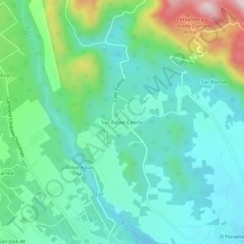 San Rafael Calería topographic map, elevation, terrain