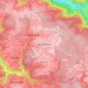 Lachweiler topographic map, elevation, terrain