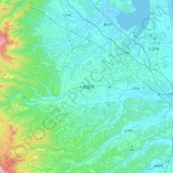 Towada topographic map, elevation, terrain