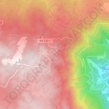 Penhas Douradas topographic map, elevation, terrain