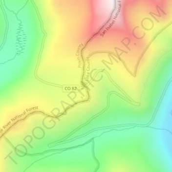 Independence Pass topographic map, elevation, terrain