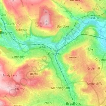 Shipley topographic map, elevation, terrain