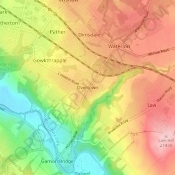 Overtown topographic map, elevation, terrain