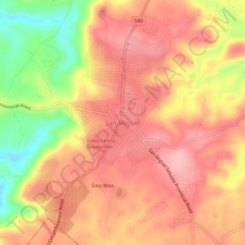 San Miguel topographic map, elevation, terrain