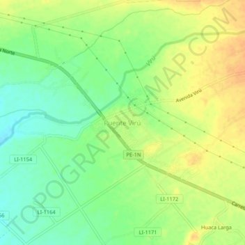 Puente Virú topographic map, elevation, terrain