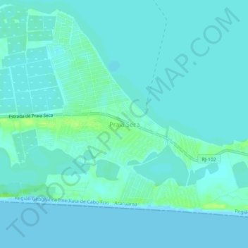 Praia Seca topographic map, elevation, terrain