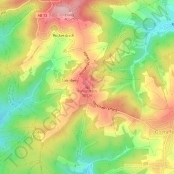 Königsstein topographic map, elevation, terrain