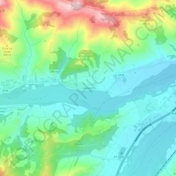Viazzano topographic map, elevation, terrain