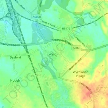 Weston topographic map, elevation, terrain