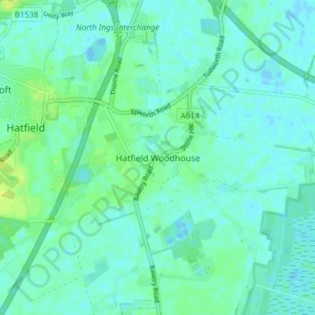 Hatfield Woodhouse topographic map, elevation, terrain