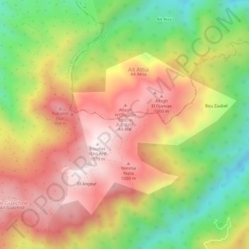 Aït Arif topographic map, elevation, terrain