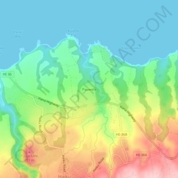 Pauwela topographic map, elevation, terrain
