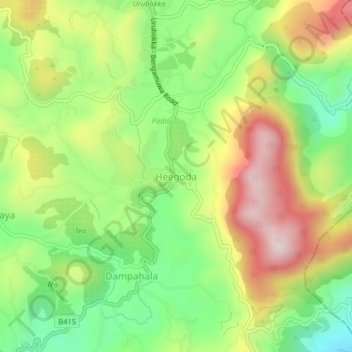 Heegoda topographic map, elevation, terrain