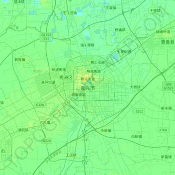 嘉兴市 topographic map, elevation, terrain