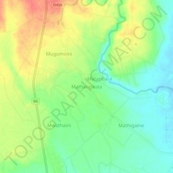 Mathangauta topographic map, elevation, terrain