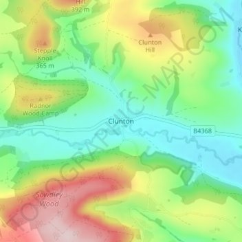 Clunton topographic map, elevation, terrain