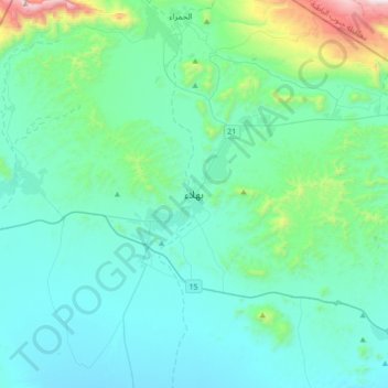 Bahlā topographic map, elevation, terrain