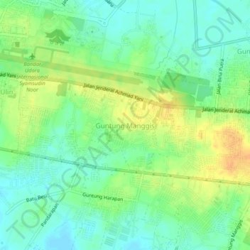 Guntung Manggis topographic map, elevation, terrain