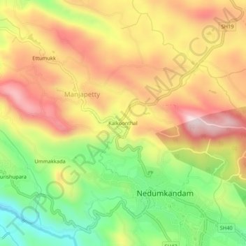 Kalkoonthal topographic map, elevation, terrain