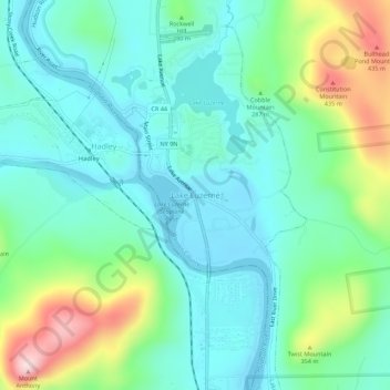 Lake Luzerne topographic map, elevation, terrain