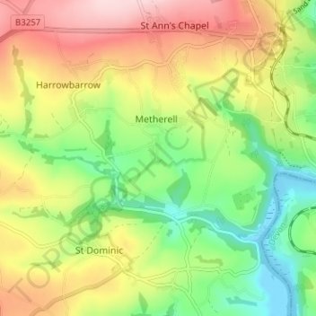 Clampits topographic map, elevation, terrain