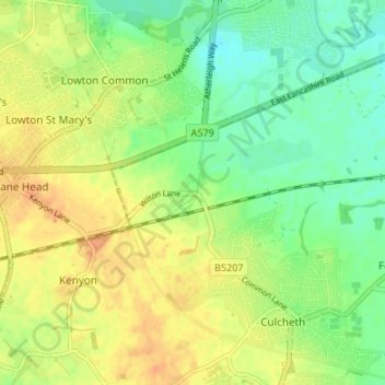 Diggle Green topographic map, elevation, terrain