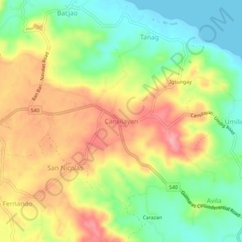 Cansilayan topographic map, elevation, terrain