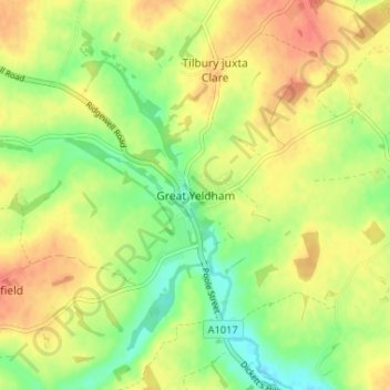 Great Yeldham topographic map, elevation, terrain