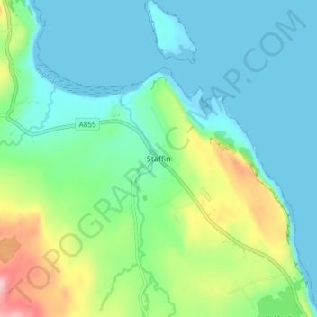 Staffin topographic map, elevation, terrain