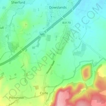 Duddlestone topographic map, elevation, terrain