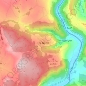 The Narth topographic map, elevation, terrain