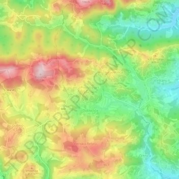 Pristava pri Lesičnem topographic map, elevation, terrain