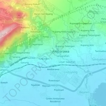 Panjang topographic map, elevation, terrain